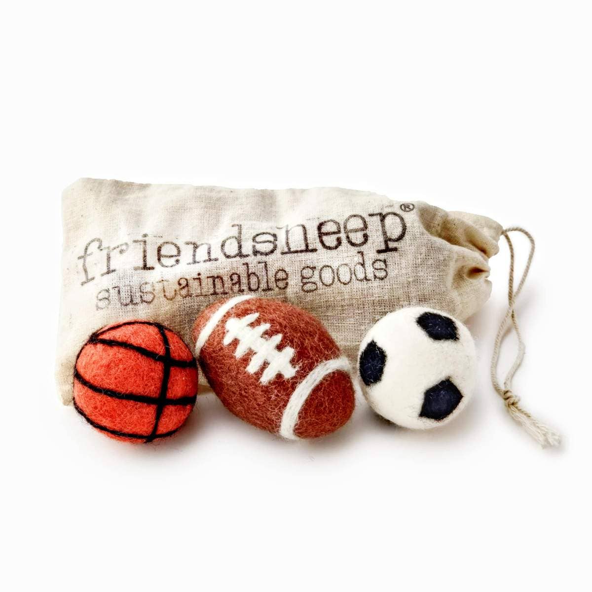 Pet Toys - Sporty Balls - Friendsheep - Pack of 3 Wool Balls - Handmade, Eco-Friendly, Multi-Purpose