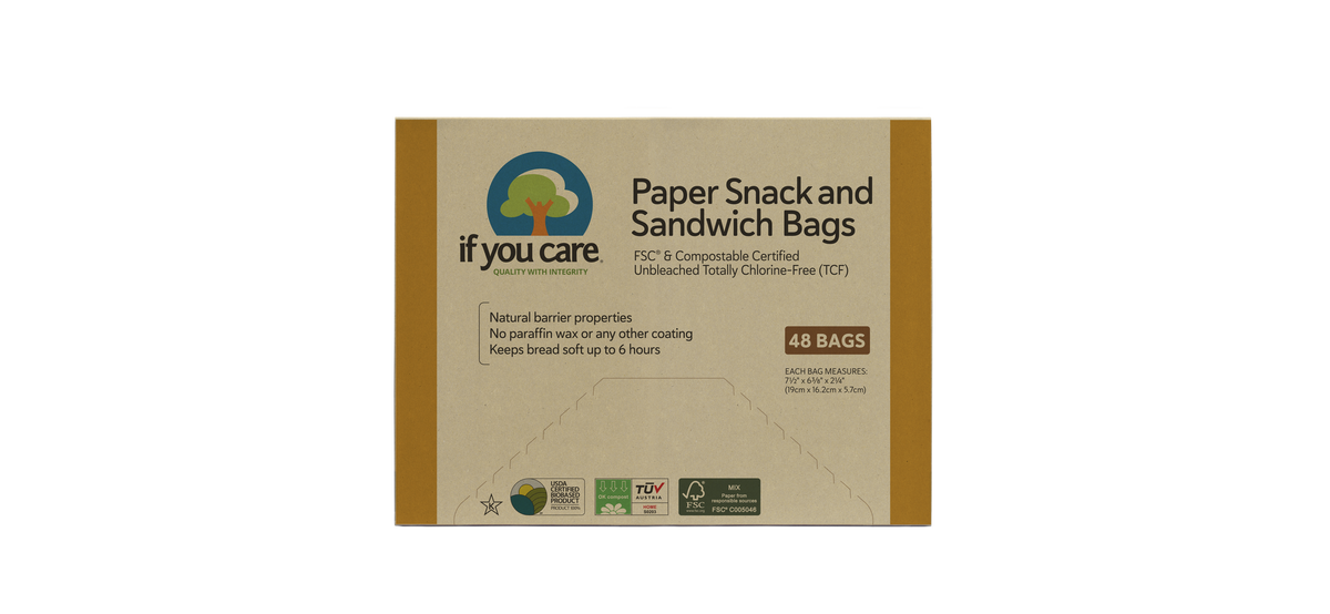 Plastic-Free Food Storage – Paper Bags – Snack and Sandwich – If You Care – 48 Count – Greaseproof, Unbleached, FSC® Certified
