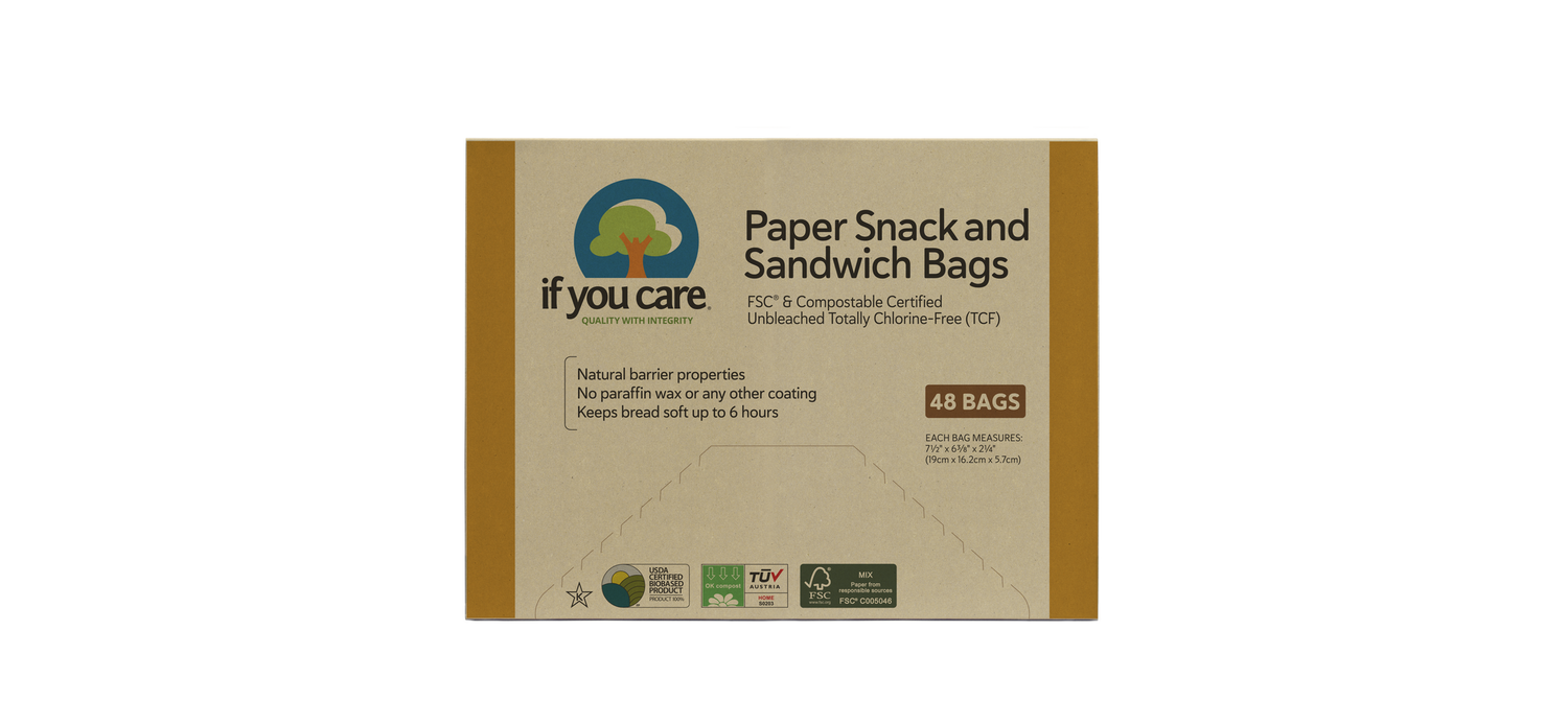 Plastic-Free Food Storage – Paper Bags – Snack and Sandwich – If You Care – 48 Count – Greaseproof, Unbleached, FSC® Certified