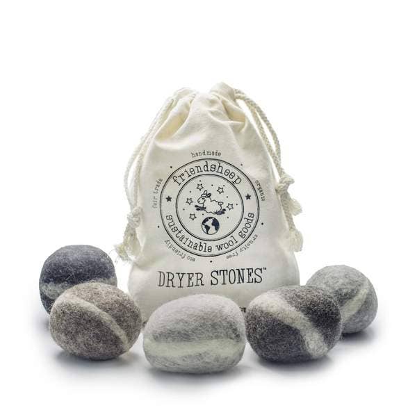 Laundry Dryer Stones - Reusable - Friendsheep - 5 Jumbo Wool Stones - Plastic-Free, Handmade, Zero-Waste - Set