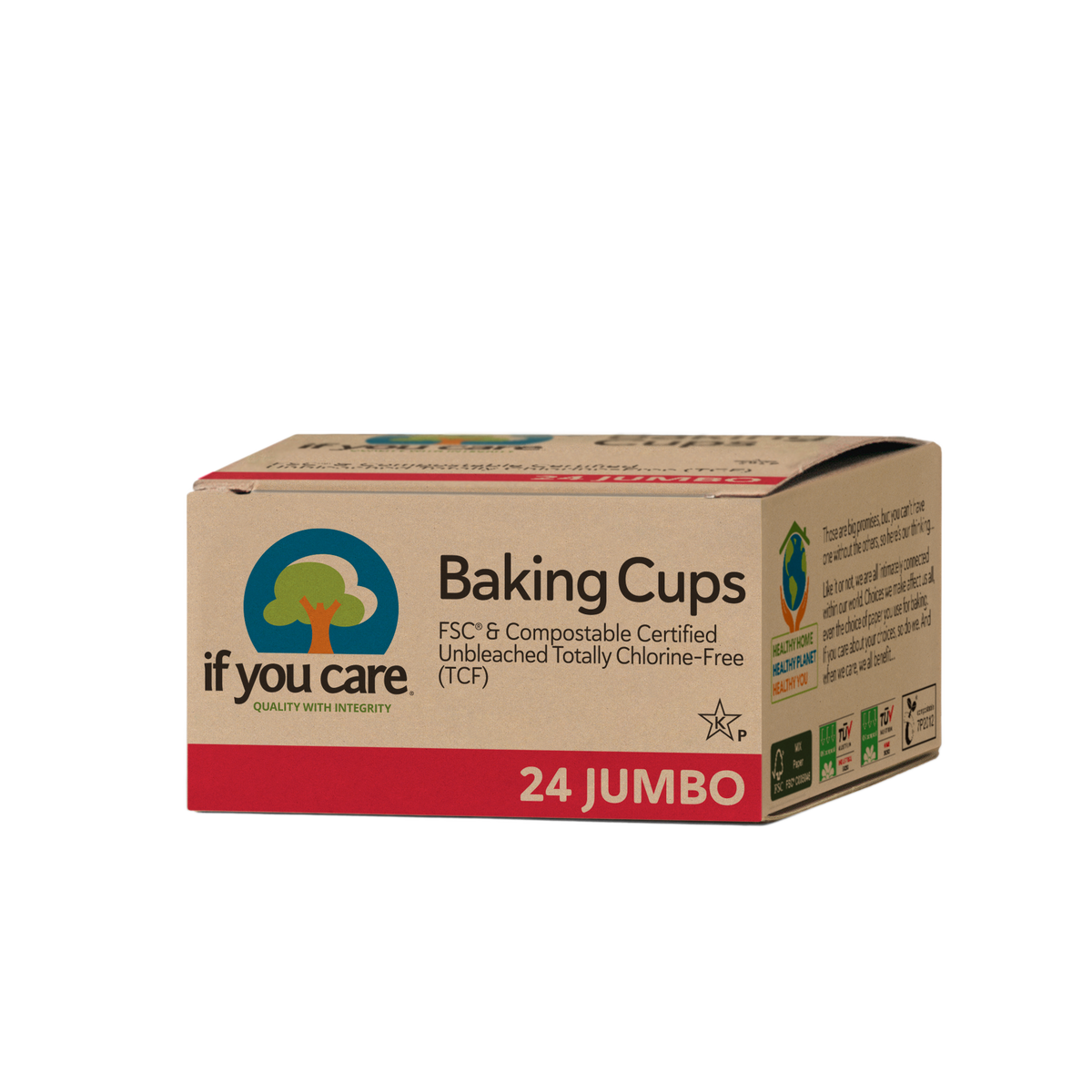 Mess-Free Baking Convenience - Baking Accessories - Jumbo Baking Cups - If You Care - 24 Cups - Unbleached, FSC Certified, Chlorine-Free