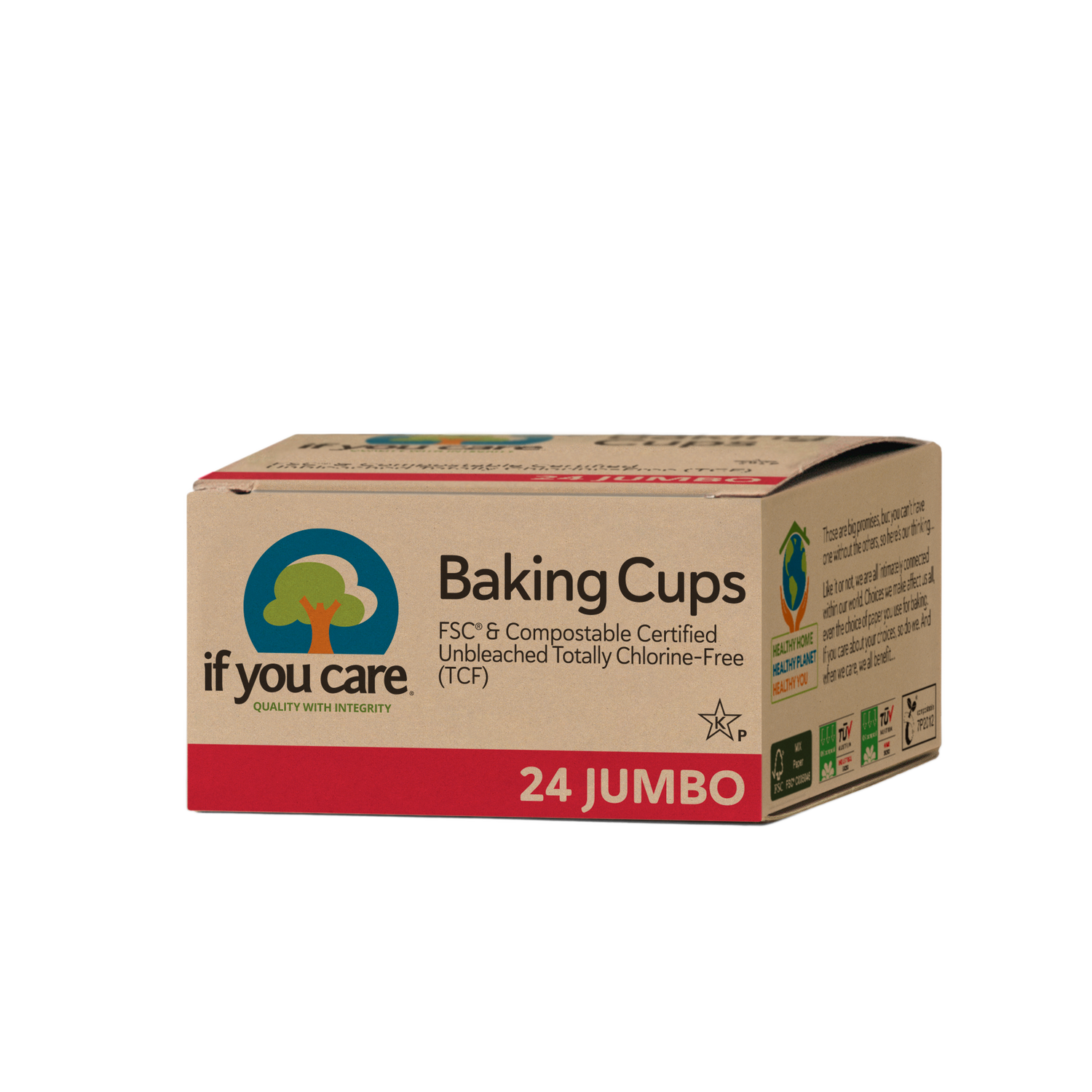 Mess-Free Baking Convenience - Baking Accessories - Jumbo Baking Cups - If You Care - 24 Cups - Unbleached, FSC Certified, Chlorine-Free