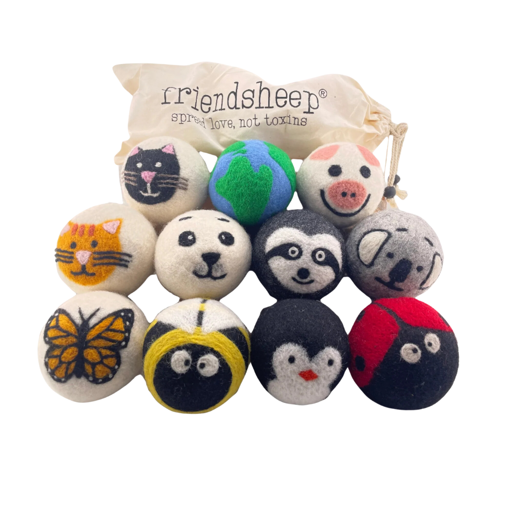 Eco Dryer Balls - Critter Collection - Friendsheep - 3-Pack - Reusable, Plastic-Free, Sustainable