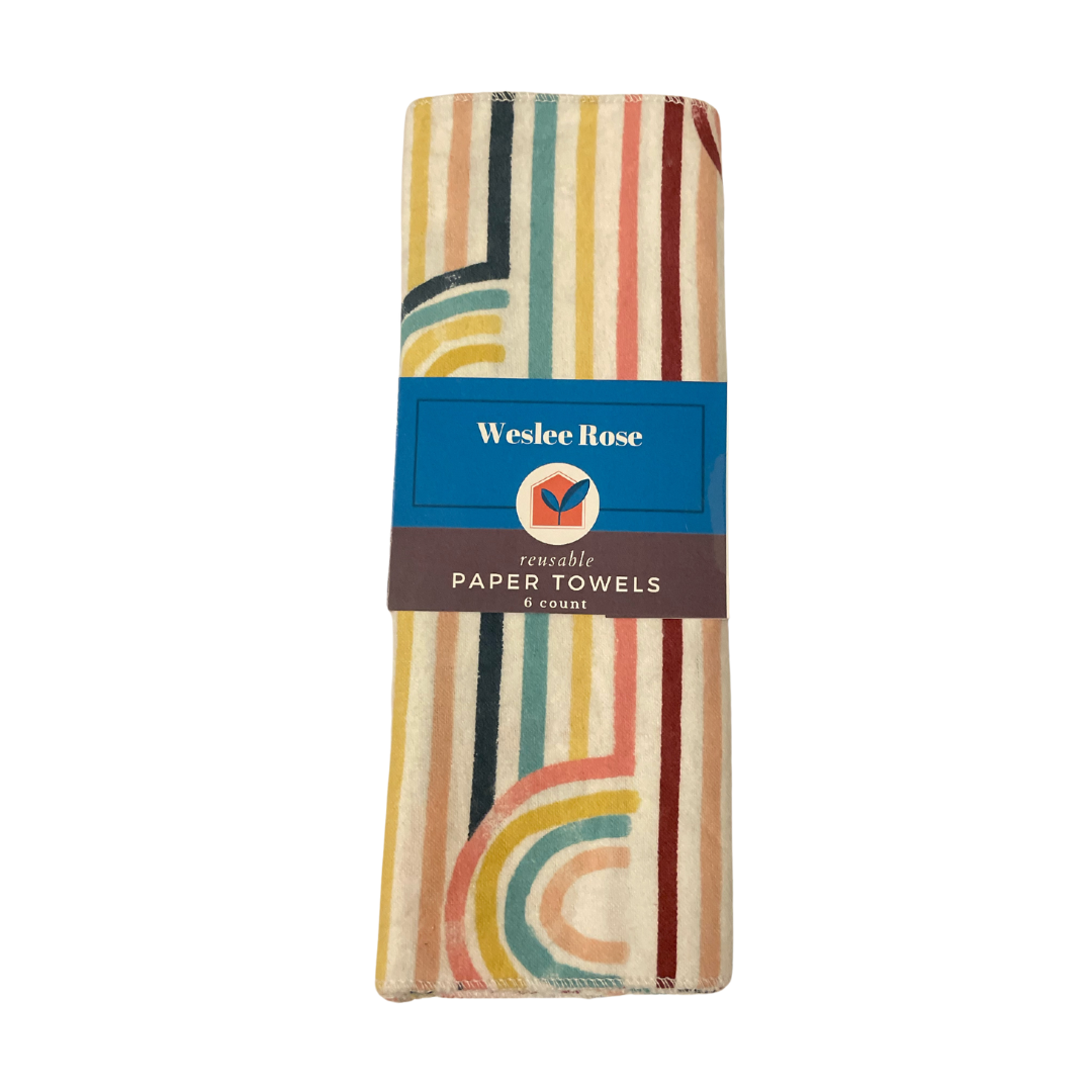 Reusable Paper Towels - Weslee Rose - 6. Cloths per Pack - 100% Cotton Flannel, Assorted Colors and Patterns