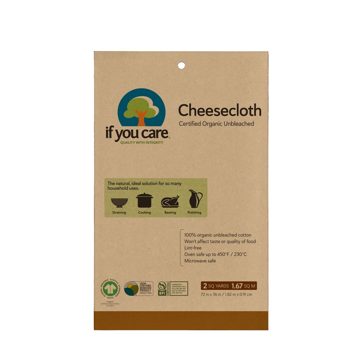 Zero-Waste Kitchen Essential – Cheesecloth – If You Care – 1 Roll – Certified Organic, Unbleached, GOTS Certified Cotton
