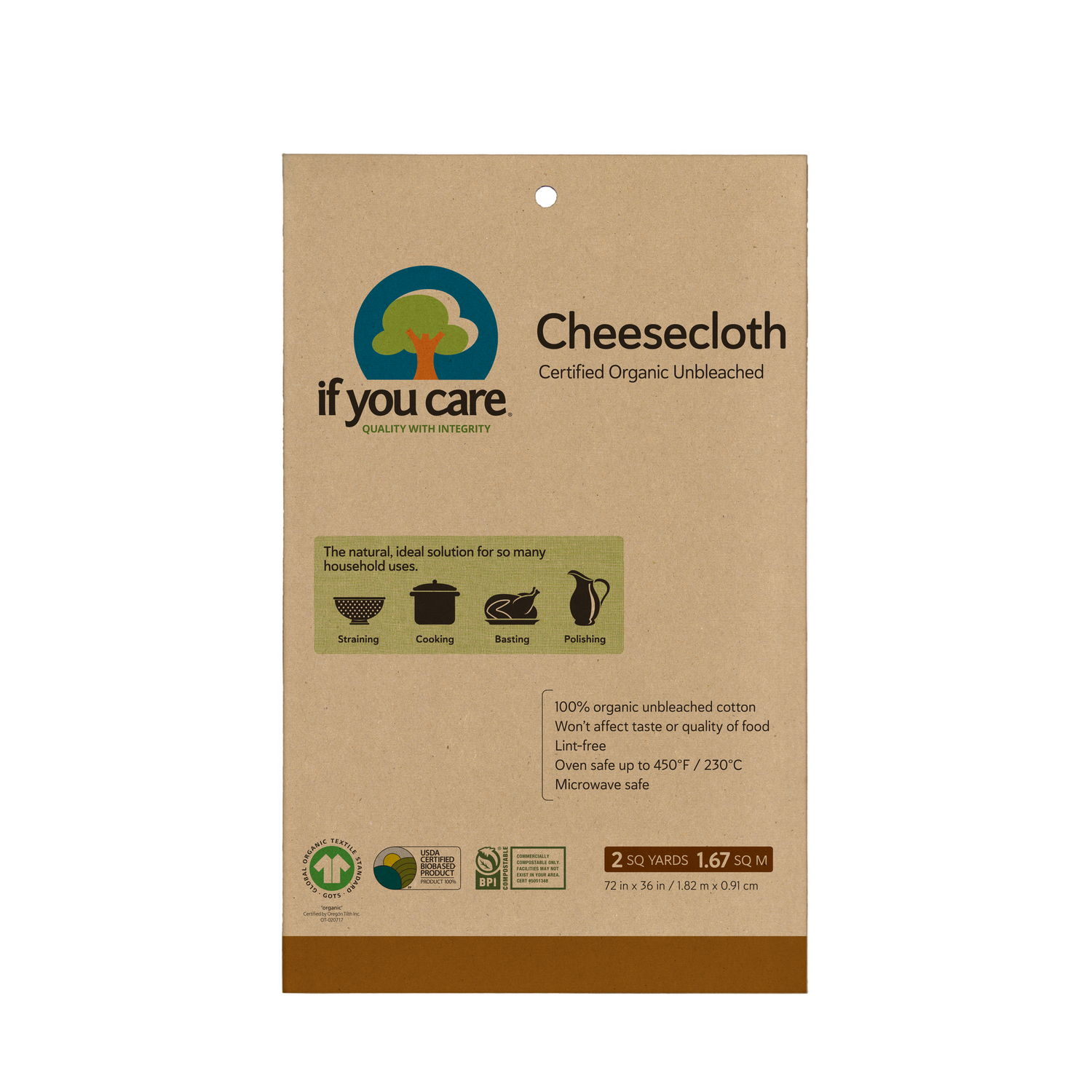 Zero-Waste Kitchen Essential – Cheesecloth – If You Care – 1 Roll – Certified Organic, Unbleached, GOTS Certified Cotton