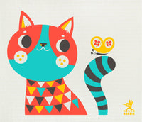Swedish Dishcloth - Helen Dardik Cat - 70% Cellulose Pulp 30% Recycled Cotton - Single Sheets-Respectful Goods