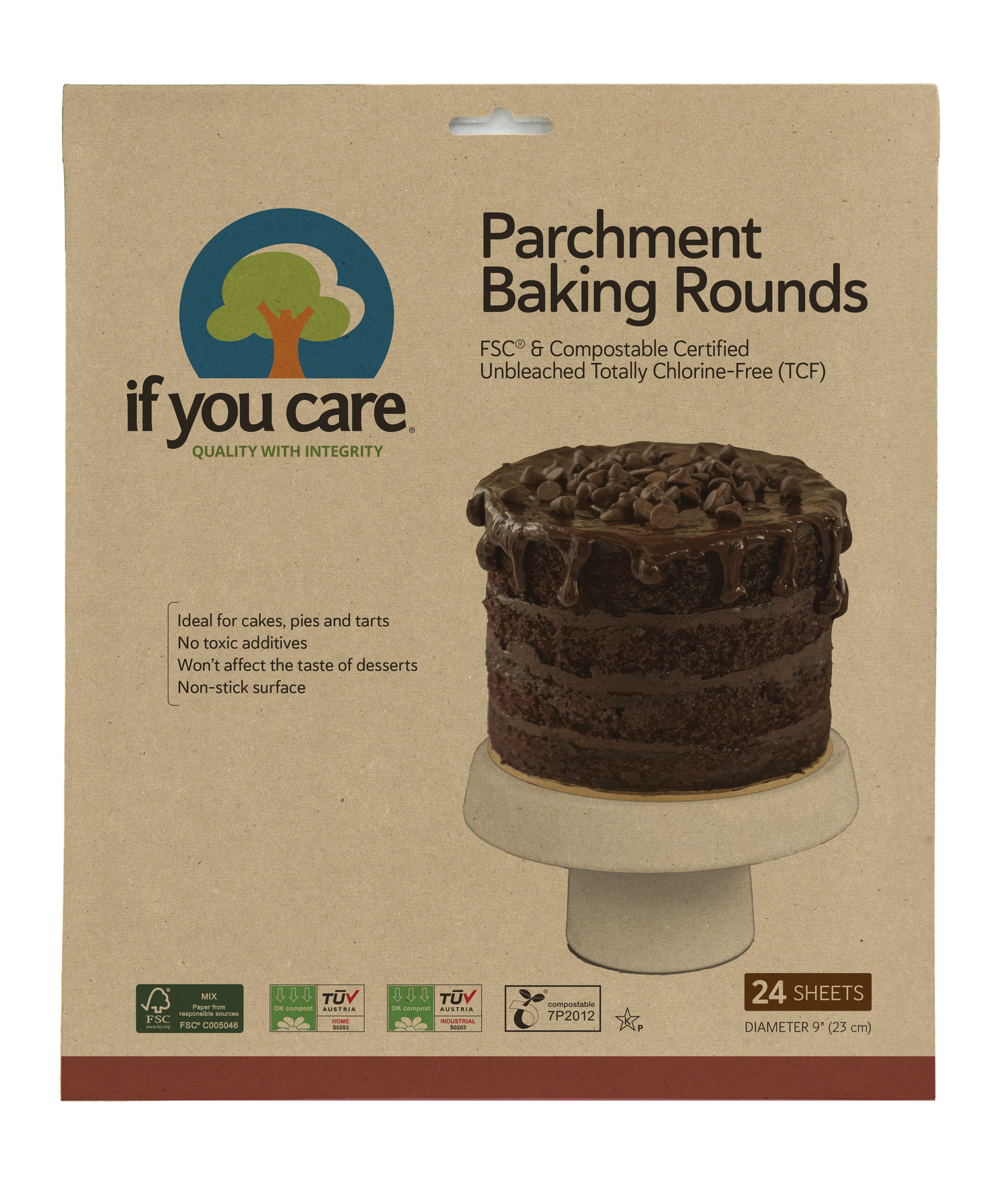Eco-Conscious Cake Prep – Parchment Rounds – If You Care – 24 Count – 9-Inch, Unbleached, Chlorine-Free, FSC® Certified