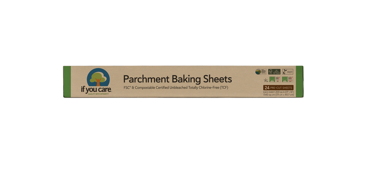 Grease-Free Baking Made Easy - Baking Paper - FSC Certified Parchment Baking Sheets - If You Care - 24 Sheets - Unbleached, Pre-Cut, Chlorine-Free