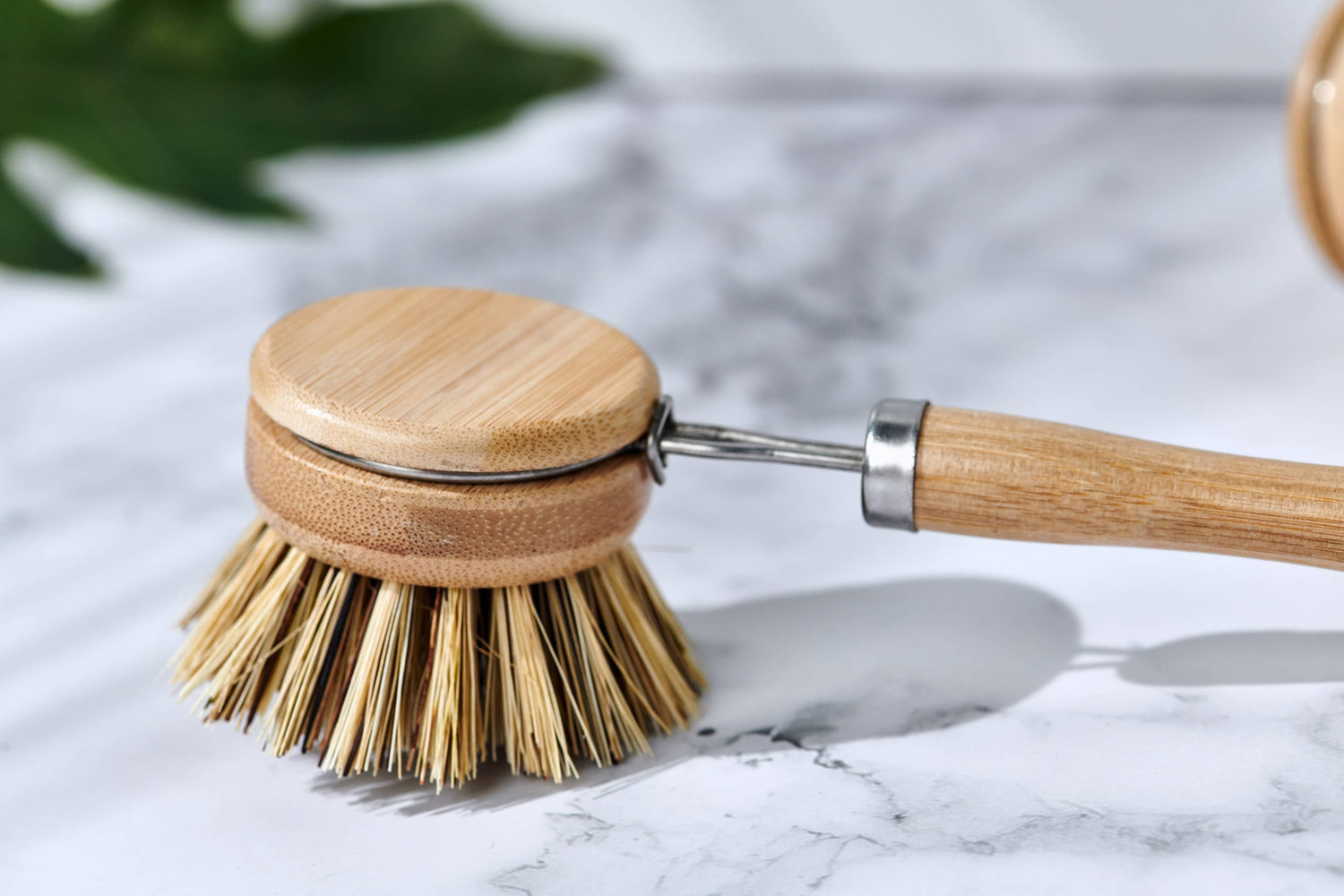 Dish Brush Long Handle Medium Bristles - Bamboo Wood - Single-Respectful Goods