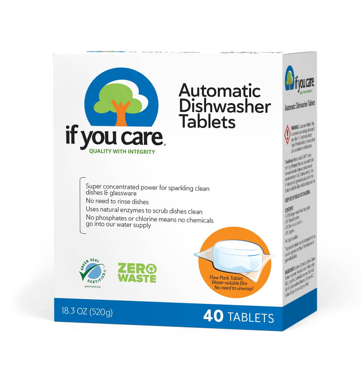 Zero-Waste Dishwashing – Automatic Dishwasher Tablets – If You Care – 40 Tablets – Plant-Based, PVA-Wrapped