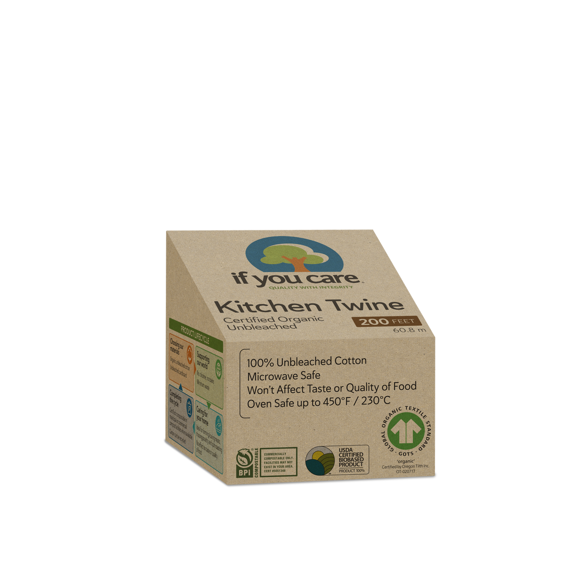 Organic Cooking Twine – Kitchen Twine – If You Care – 1 Roll – GOTS Certified Cotton, Unbleached & Chemical-Free