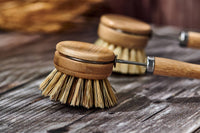 Dish Brush Long Handle Medium Bristles - Bamboo Wood - Single-Respectful Goods