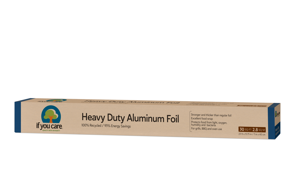 Energy-Saving Heavy Duty Aluminum Foil - Foil - If You Care - 1 Roll - 100% Recycled, Strong & Wide for Grill and Oven Use