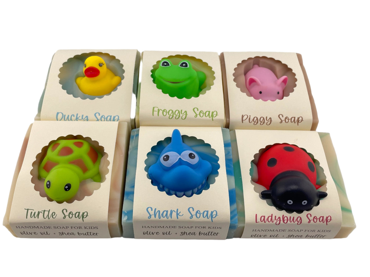 Handmade Kids' Soap with Toy Inside - 4.8 oz Bar - Six Fun Scents - Vegan, Palm Oil-Free, Plastic-Free Packaging
