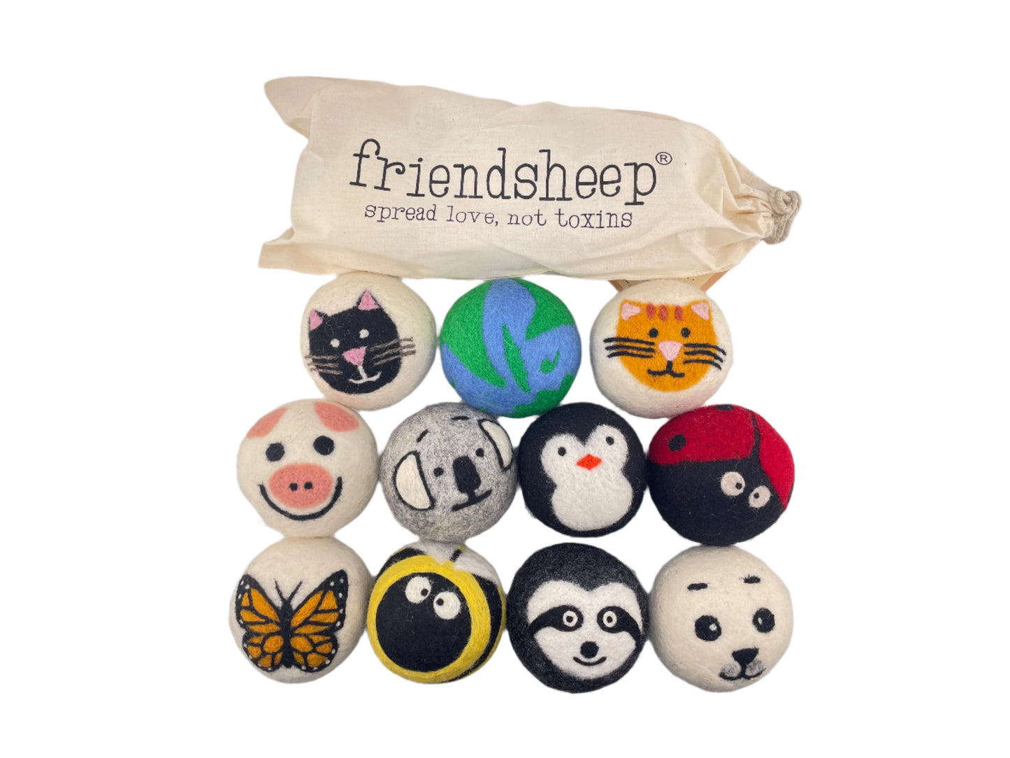 Eco Dryer Balls - Critter Collection - Friendsheep - 3-Pack - Reusable, Plastic-Free, Sustainable