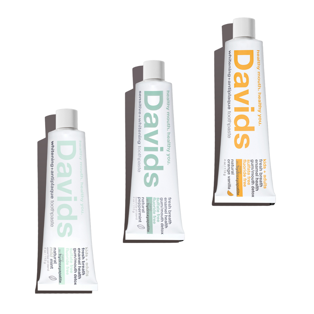 Nano-Hydroxyapatite Toothpaste - Davids - 4 oz Tube - Fluoride-Free, Multiple Flavors, Enamel Safe