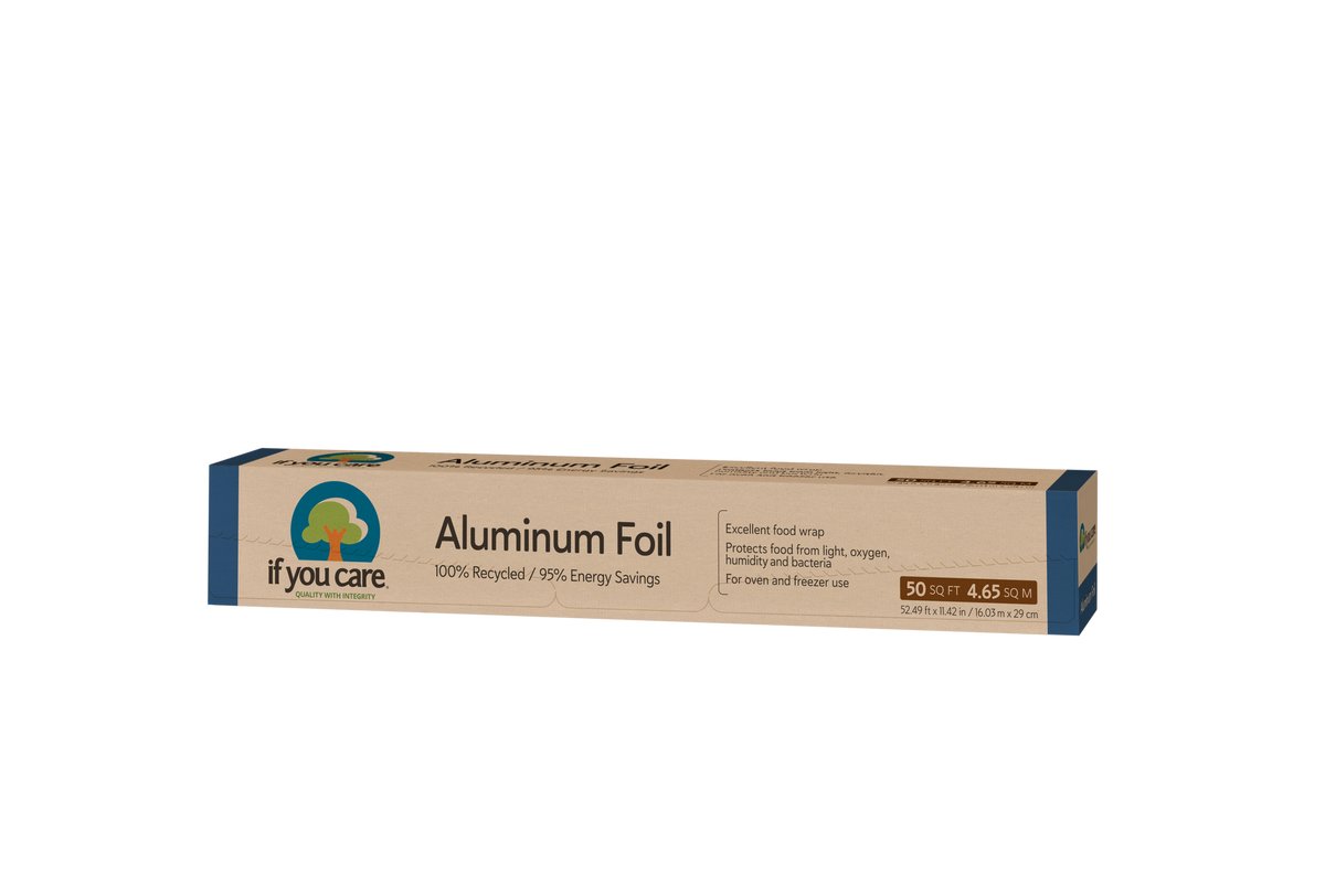 Eco-Conscious Food Wrap – Aluminum Foil – Standard – If You Care – 1 Roll – 100% Recycled, 25% Thicker for Durability