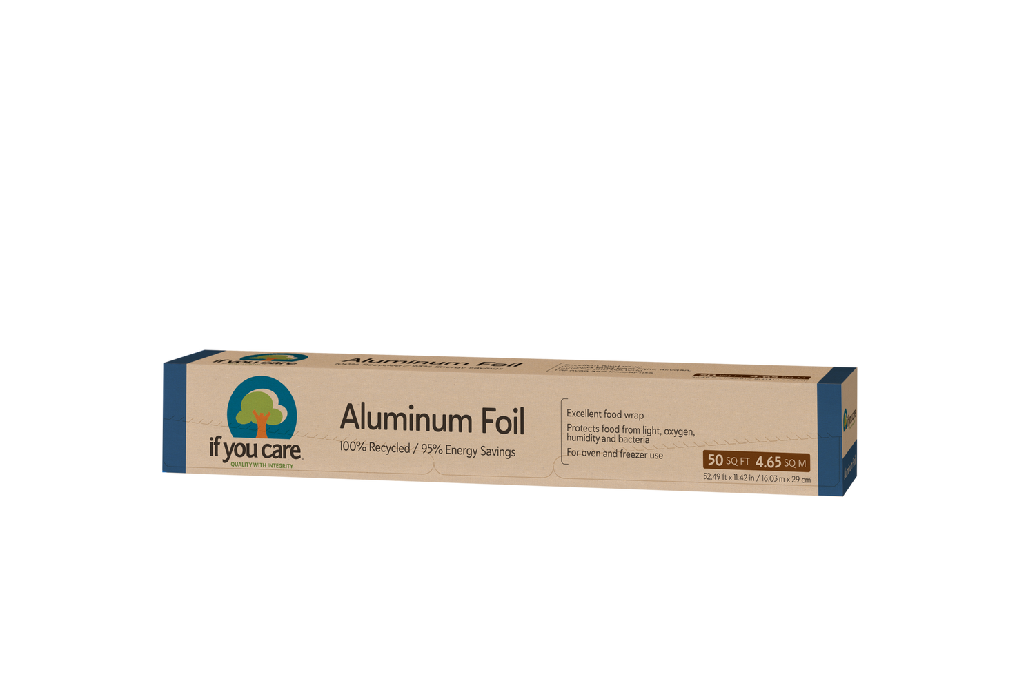 Eco-Conscious Food Wrap – Aluminum Foil – Standard – If You Care – 1 Roll – 100% Recycled, 25% Thicker for Durability