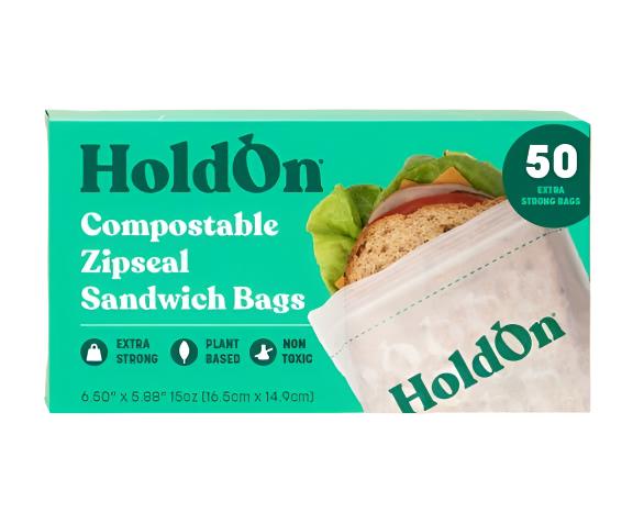 Sandwich Zipseal Bags - Compostable Material - Single Box (50 Pack)-Respectful Goods