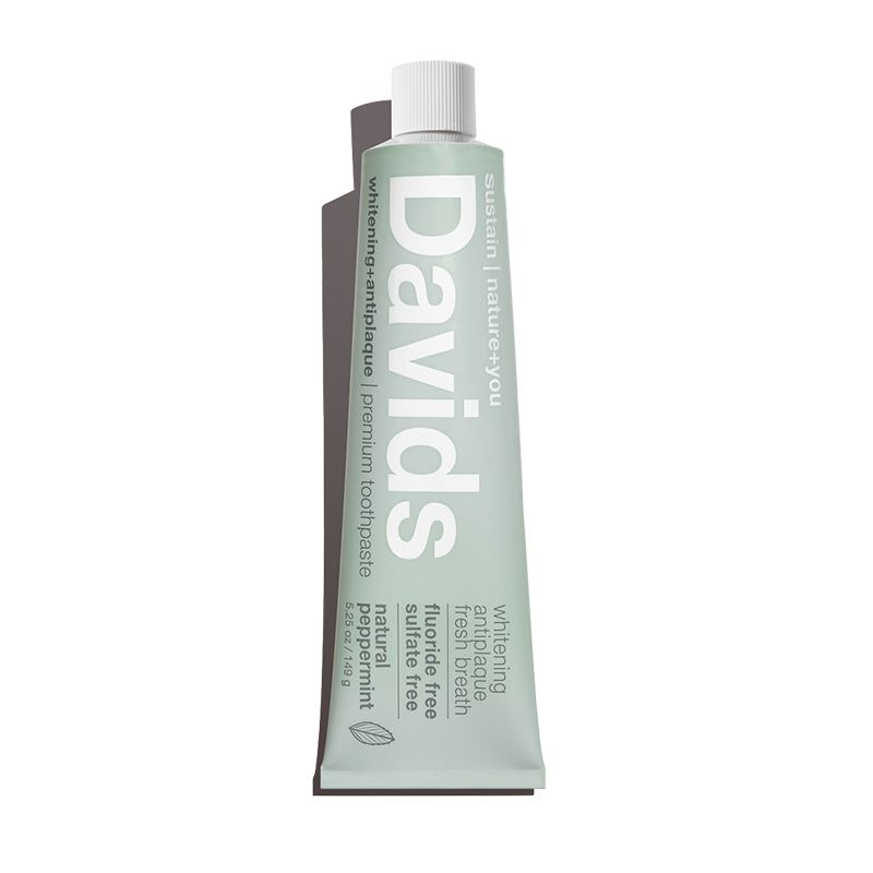 Natural Toothpaste - Davids - 5.25 oz Tube - Fluoride-Free, 5 Flavors, USDA Biobased