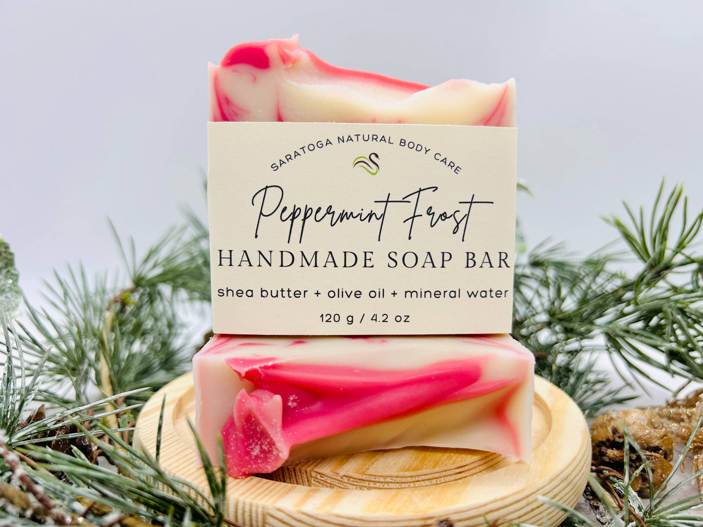 SEASONAL Peppermint Frost Handmade Soap Bar VEGAN Winter-Respectful Goods